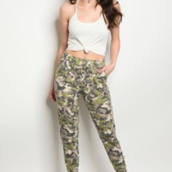 distressed camo joggers